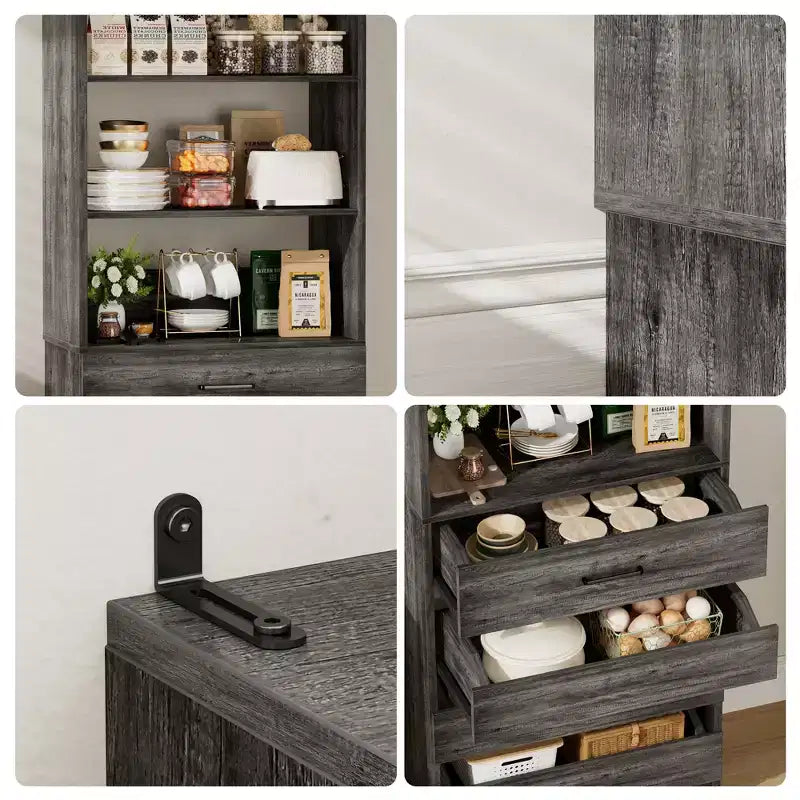 Dispensa alta 203 cm con cassetti – Mobiletto da cucina indipendente