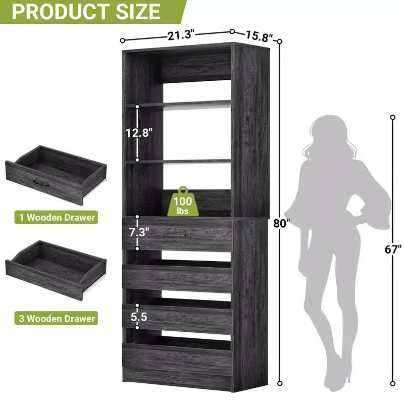 Dispensa alta 203 cm con cassetti – Mobiletto da cucina indipendente