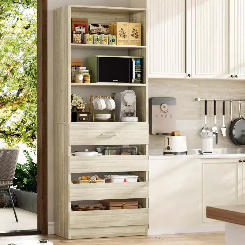 Dispensa alta 203 cm con cassetti – Mobiletto da cucina indipendente