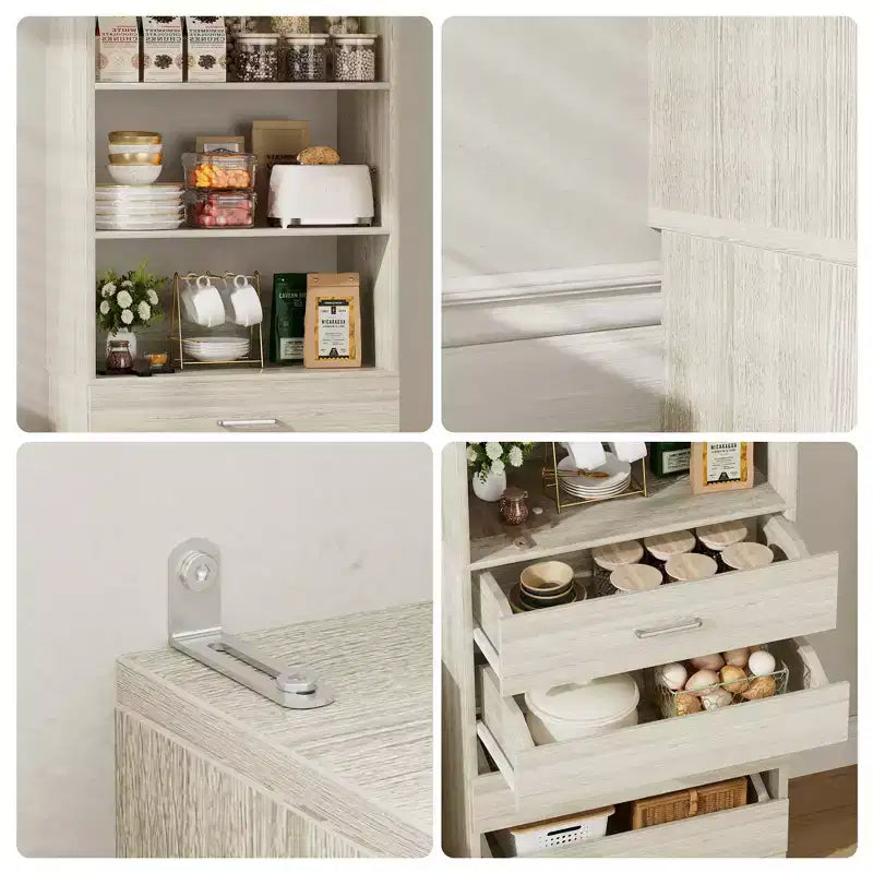 Dispensa alta 203 cm con cassetti – Mobiletto da cucina indipendente