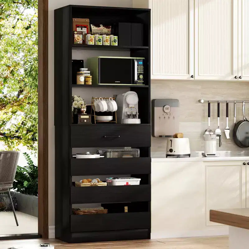 Dispensa alta 203 cm con cassetti – Mobiletto da cucina indipendente
