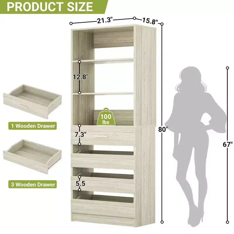 Dispensa alta 203 cm con cassetti – Mobiletto da cucina indipendente
