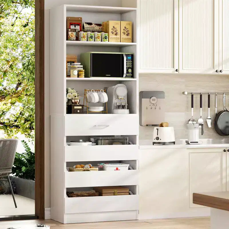 Dispensa alta 203 cm con cassetti – Mobiletto da cucina indipendente