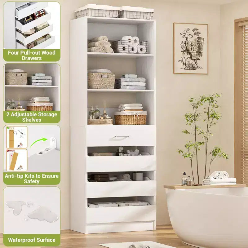 Dispensa alta 203 cm con cassetti – Mobiletto da cucina indipendente