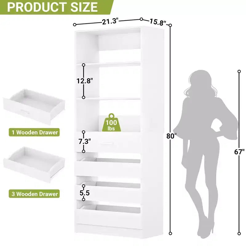 Dispensa alta 203 cm con cassetti – Mobiletto da cucina indipendente