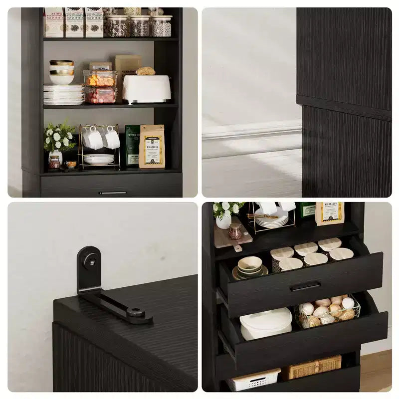 Dispensa alta 203 cm con cassetti – Mobiletto da cucina indipendente