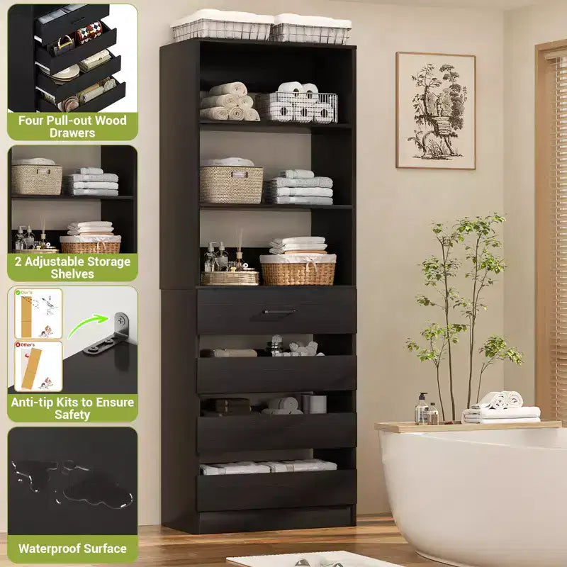 Dispensa alta 203 cm con cassetti – Mobiletto da cucina indipendente