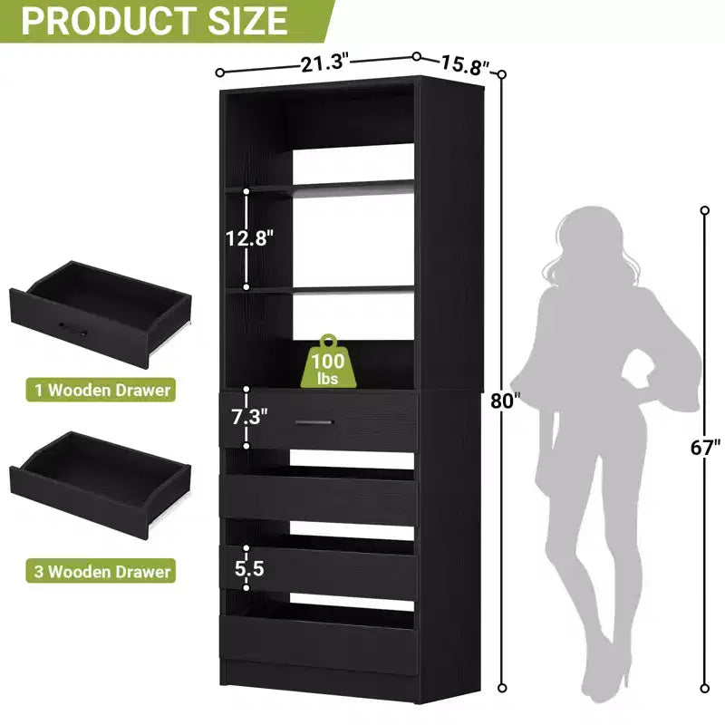 Dispensa alta 203 cm con cassetti – Mobiletto da cucina indipendente