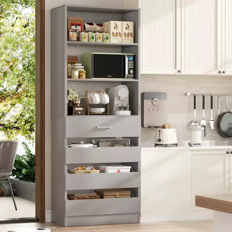 Dispensa alta 203 cm con cassetti – Mobiletto da cucina indipendente
