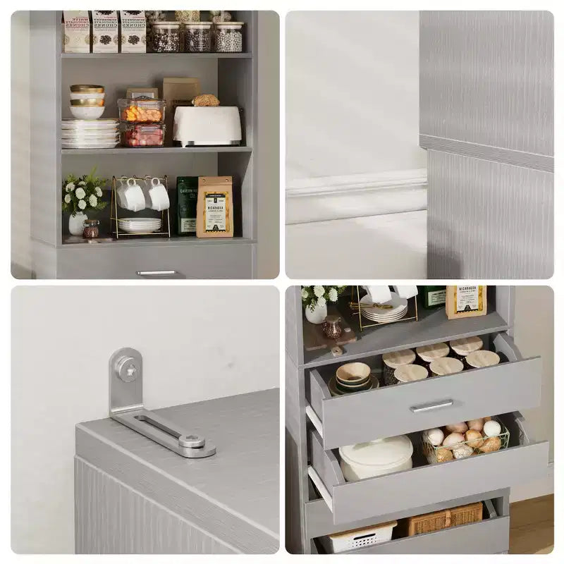 Dispensa alta 203 cm con cassetti – Mobiletto da cucina indipendente