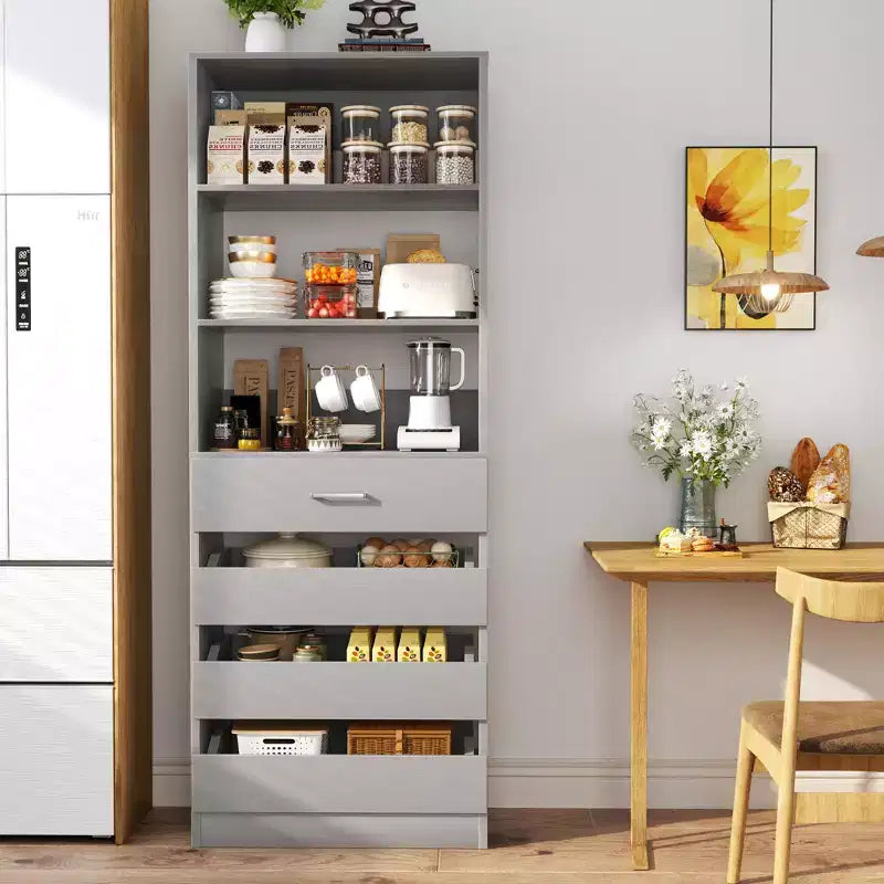 Dispensa alta 203 cm con cassetti – Mobiletto da cucina indipendente