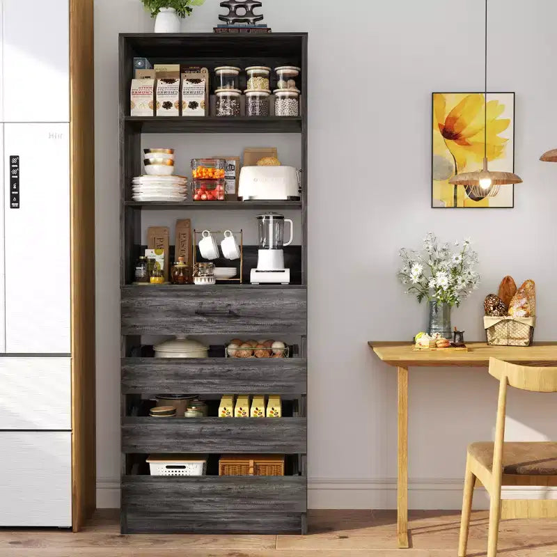Dispensa alta 203 cm con cassetti – Mobiletto da cucina indipendente