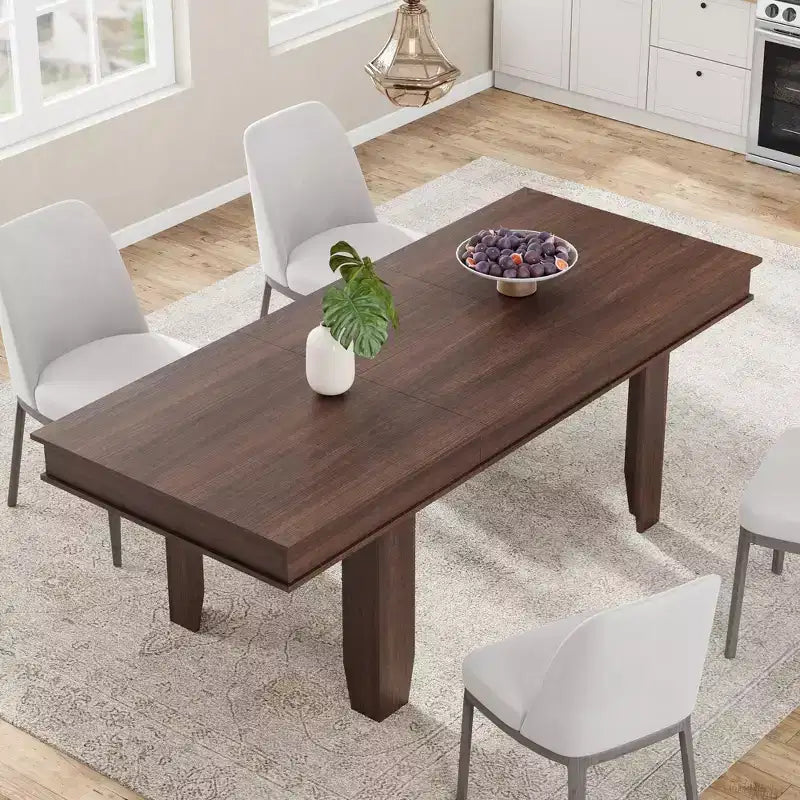 Tavolo da Pranzo Allungabile 63"-86.6" per 6-10 Persone – Struttura in Legno con Gambe in Metallo