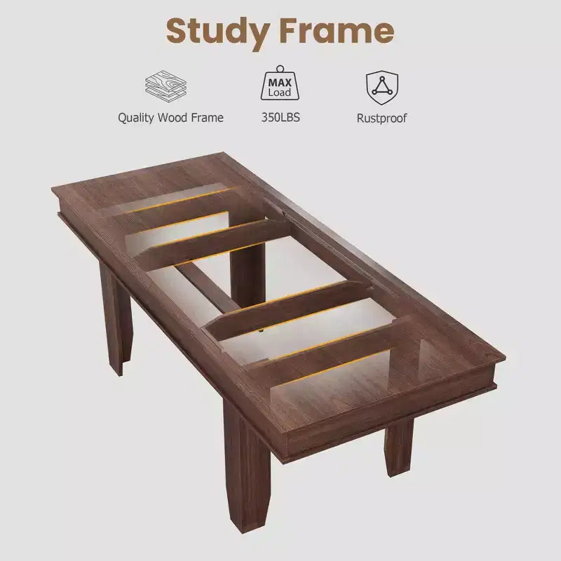 Tavolo da Pranzo Allungabile 63"-86.6" per 6-10 Persone – Struttura in Legno con Gambe in Metallo