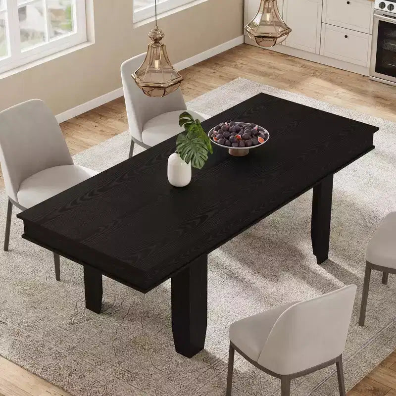 Tavolo da Pranzo Allungabile 63"-86.6" per 6-10 Persone – Struttura in Legno con Gambe in Metallo