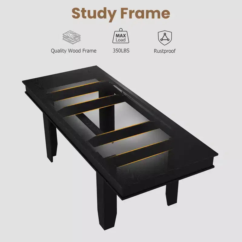 Tavolo da Pranzo Allungabile 63"-86.6" per 6-10 Persone – Struttura in Legno con Gambe in Metallo