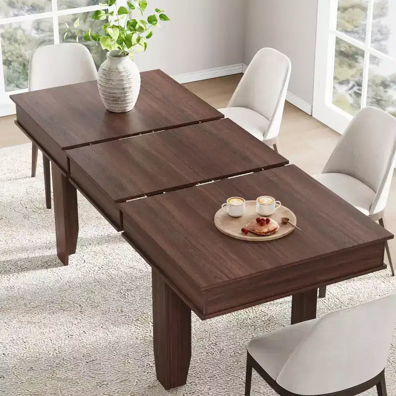 Tavolo da Pranzo Allungabile 63"-86.6" per 6-10 Persone – Struttura in Legno con Gambe in Metallo