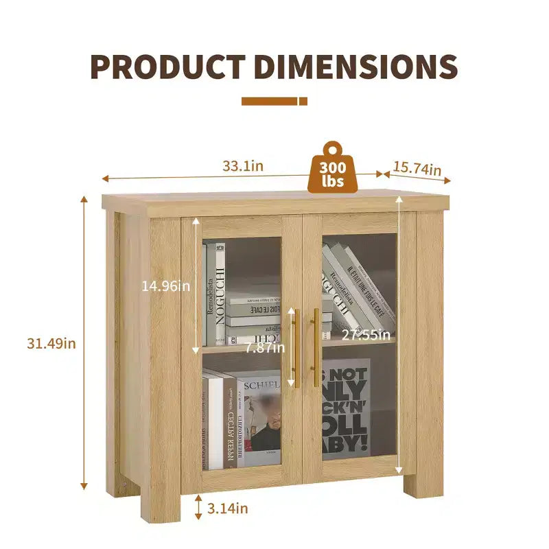 Madia Buffet con Ante in Vetro Temperato – Credenza Moderna a 2 o 4 Ante