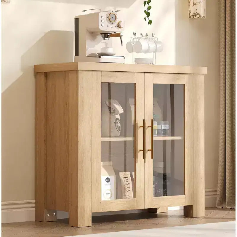 Madia Buffet con Ante in Vetro Temperato – Credenza Moderna a 2 o 4 Ante