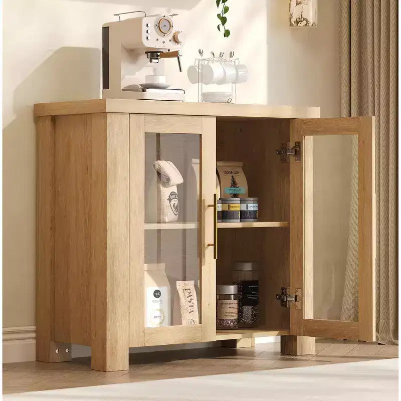 Madia Buffet con Ante in Vetro Temperato – Credenza Moderna a 2 o 4 Ante