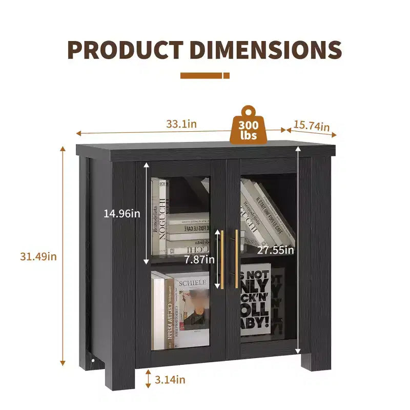 Madia Buffet con Ante in Vetro Temperato – Credenza Moderna a 2 o 4 Ante