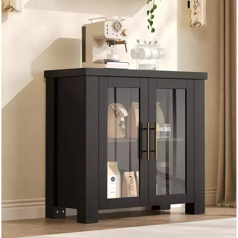 Madia Buffet con Ante in Vetro Temperato – Credenza Moderna a 2 o 4 Ante