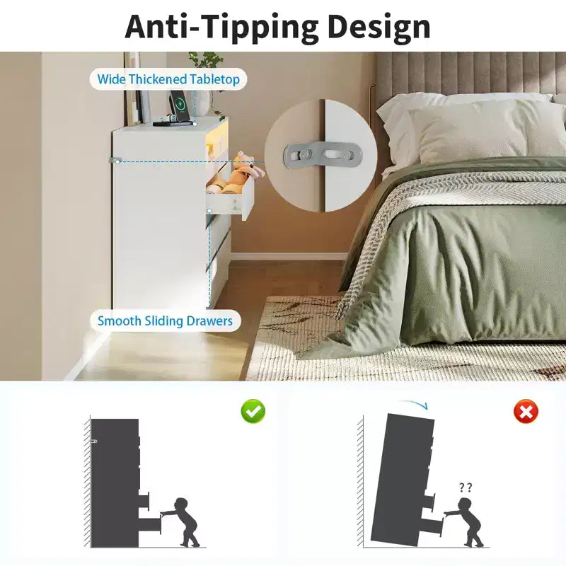 Cassettiera moderna a 6 cassetti – Comò d'accento per camera da letto in nero o bianco