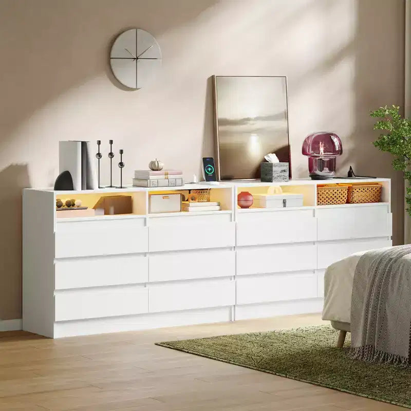 Cassettiera moderna a 6 cassetti – Comò d'accento per camera da letto in nero o bianco
