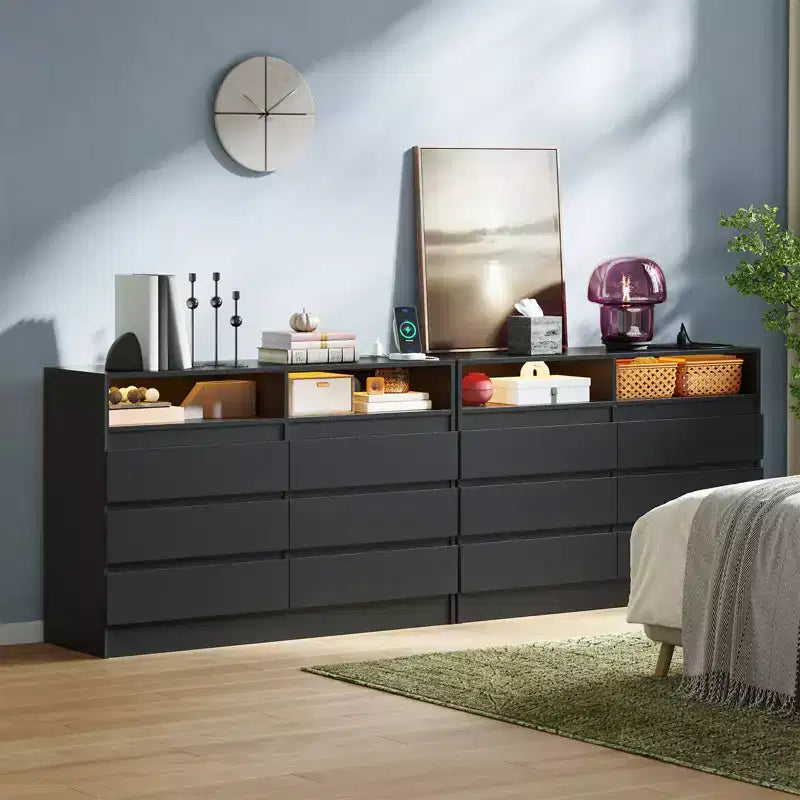 Cassettiera moderna a 6 cassetti – Comò d'accento per camera da letto in nero o bianco