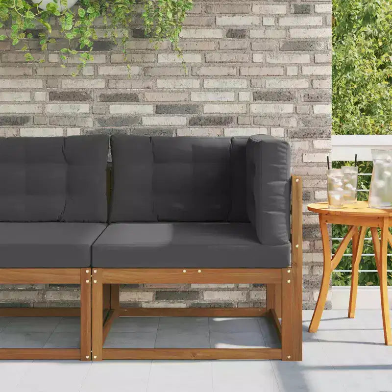 Set divano angolare da esterno – Mobili da giardino in legno massello di acacia con finitura naturale