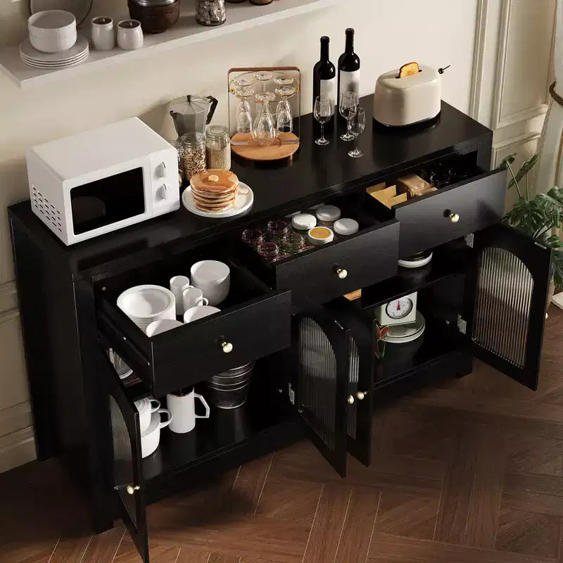 Madia Credenza da 55" con Ante Scanalate Ad Arco in Acrilico – Mobile Moderno per Caffè