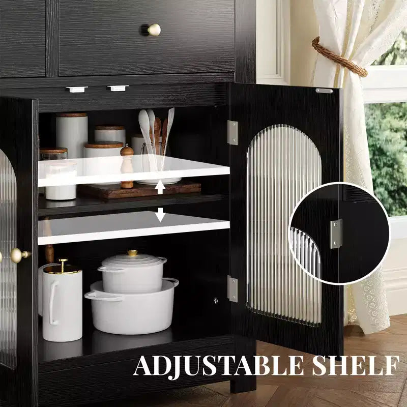 Madia Credenza da 55" con Ante Scanalate Ad Arco in Acrilico – Mobile Moderno per Caffè