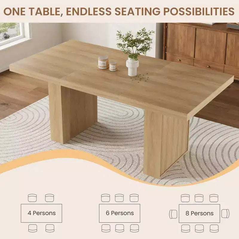 Tavolo da pranzo moderno rettangolare da 180 cm per 6-10 persone – Grigio scuro, Noce o Legno