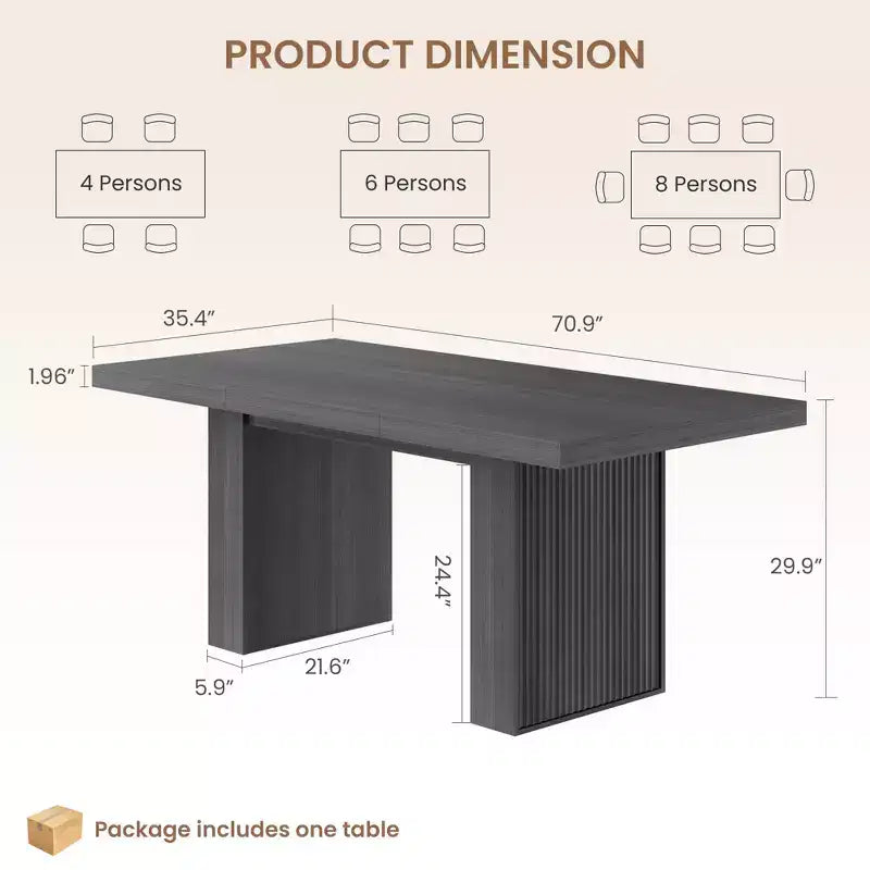 Tavolo da pranzo moderno rettangolare da 180 cm per 6-10 persone – Grigio scuro, Noce o Legno
