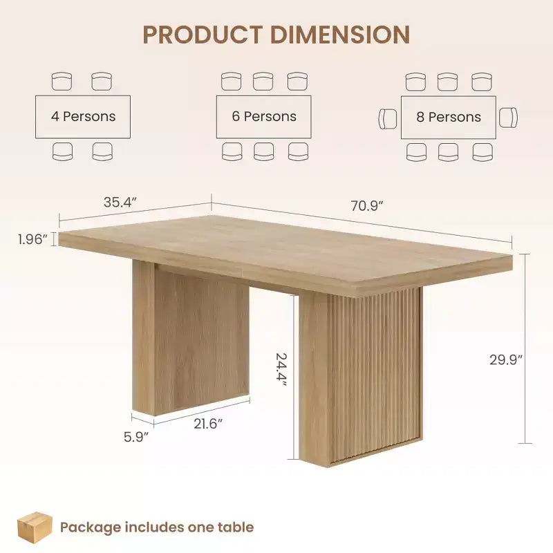 Tavolo da pranzo moderno rettangolare da 180 cm per 6-10 persone – Grigio scuro, Noce o Legno