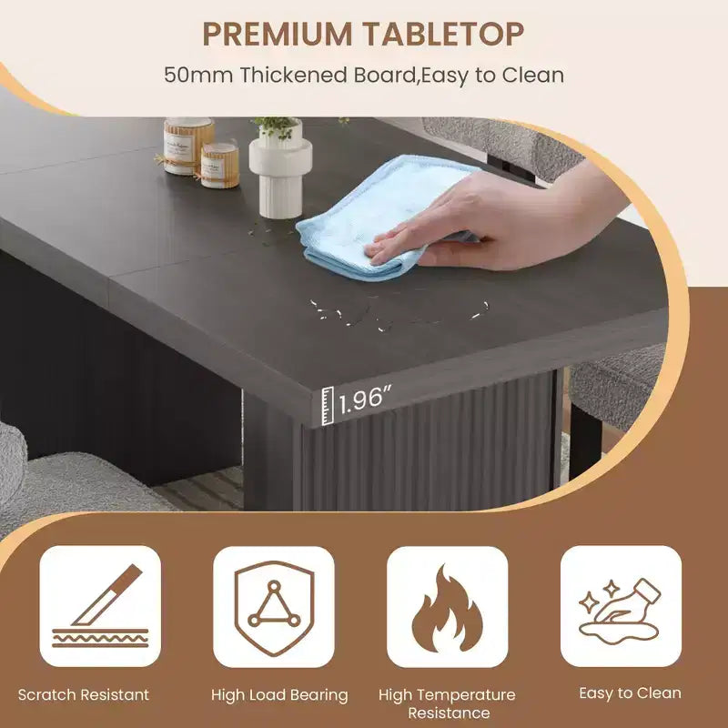 Tavolo da pranzo moderno rettangolare da 180 cm per 6-10 persone – Grigio scuro, Noce o Legno