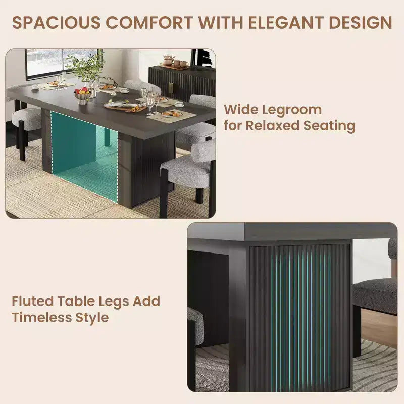 Tavolo da pranzo moderno rettangolare da 180 cm per 6-10 persone – Grigio scuro, Noce o Legno