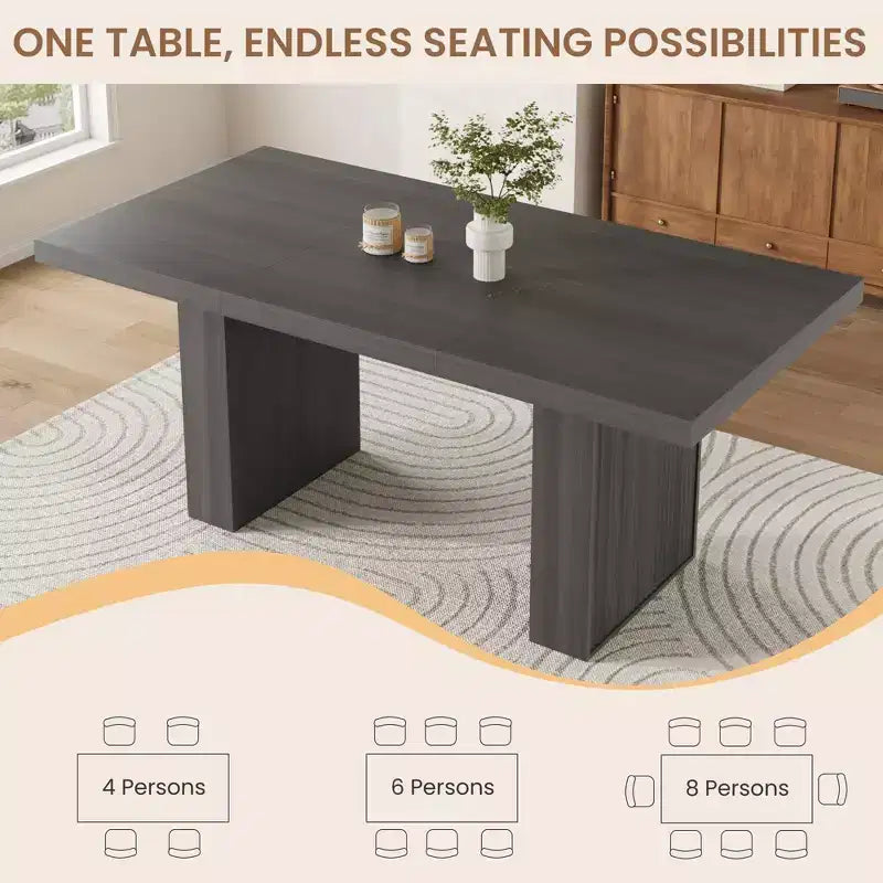 Tavolo da pranzo moderno rettangolare da 180 cm per 6-10 persone – Grigio scuro, Noce o Legno