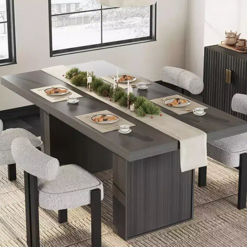 Tavolo da pranzo moderno rettangolare da 180 cm per 6-10 persone – Grigio scuro, Noce o Legno
