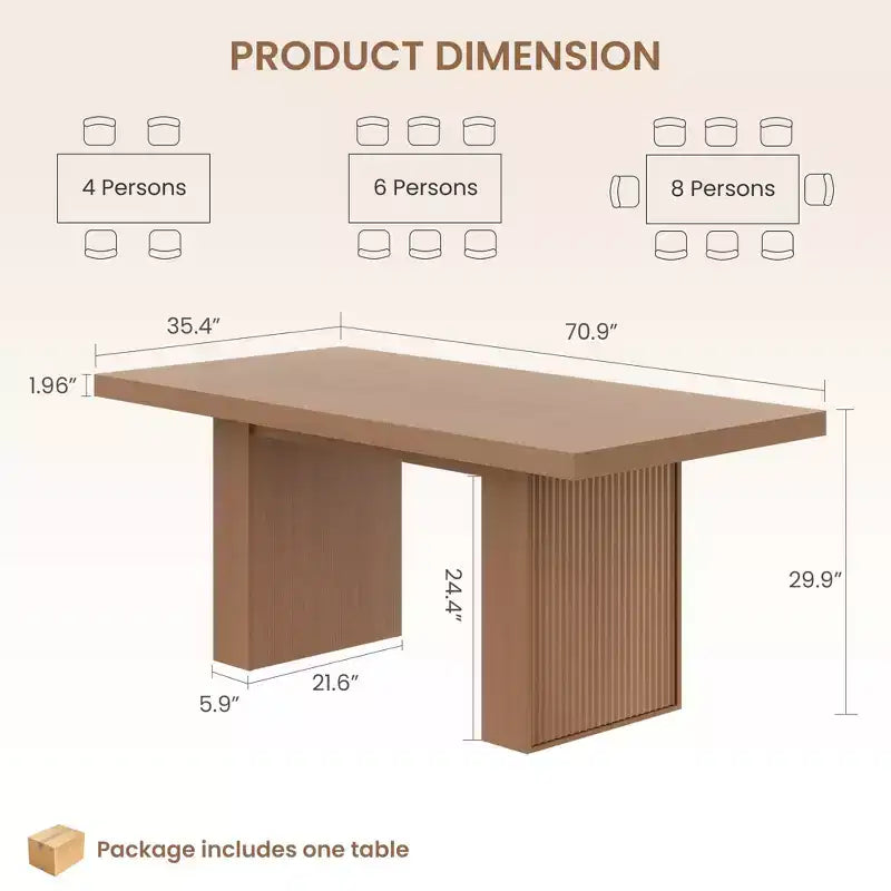 Tavolo da pranzo moderno rettangolare da 180 cm per 6-10 persone – Grigio scuro, Noce o Legno