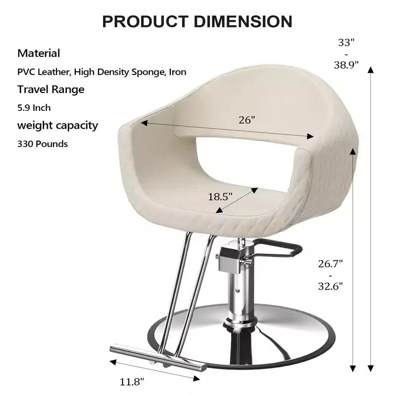 Sedia da salone Extra Wide Rhombus Stitch – Sedia da barbiere parrucchiere con poggiapiedi