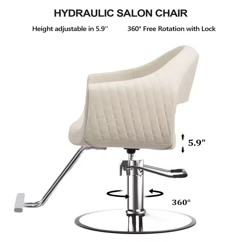 Sedia da salone Extra Wide Rhombus Stitch – Sedia da barbiere parrucchiere con poggiapiedi