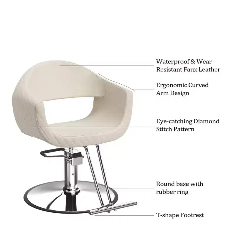 Sedia da salone Extra Wide Rhombus Stitch – Sedia da barbiere parrucchiere con poggiapiedi