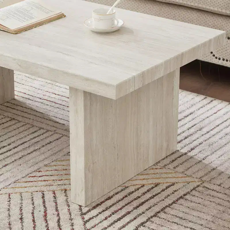Tavolino da caffè moderno effetto marmo – Beige o Bianco sporco per soggiorno