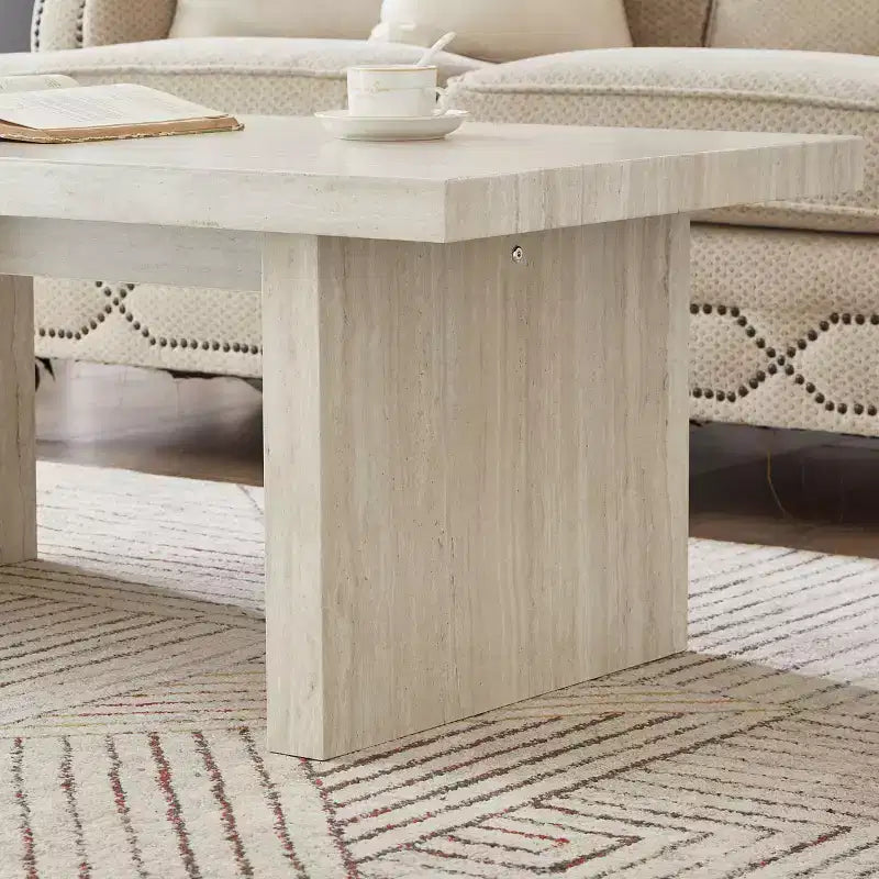 Tavolino da caffè moderno effetto marmo – Beige o Bianco sporco per soggiorno