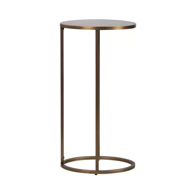Tavolino a C ovale in metallo dorato – Tavolino da divano salvaspazio 14x9x28"