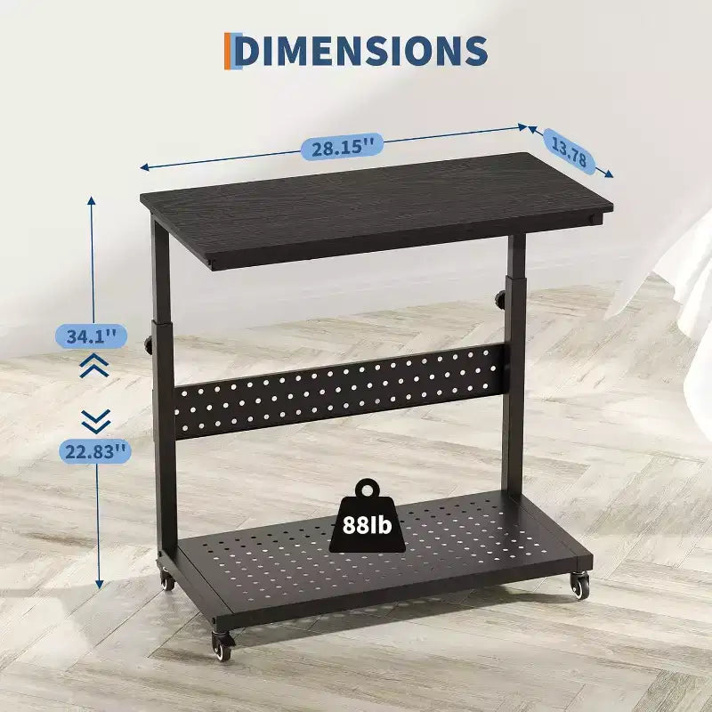 Carrello per PC con Supporto Regolabile a 2 Livelli – Supporto CPU con Gestione Cavi