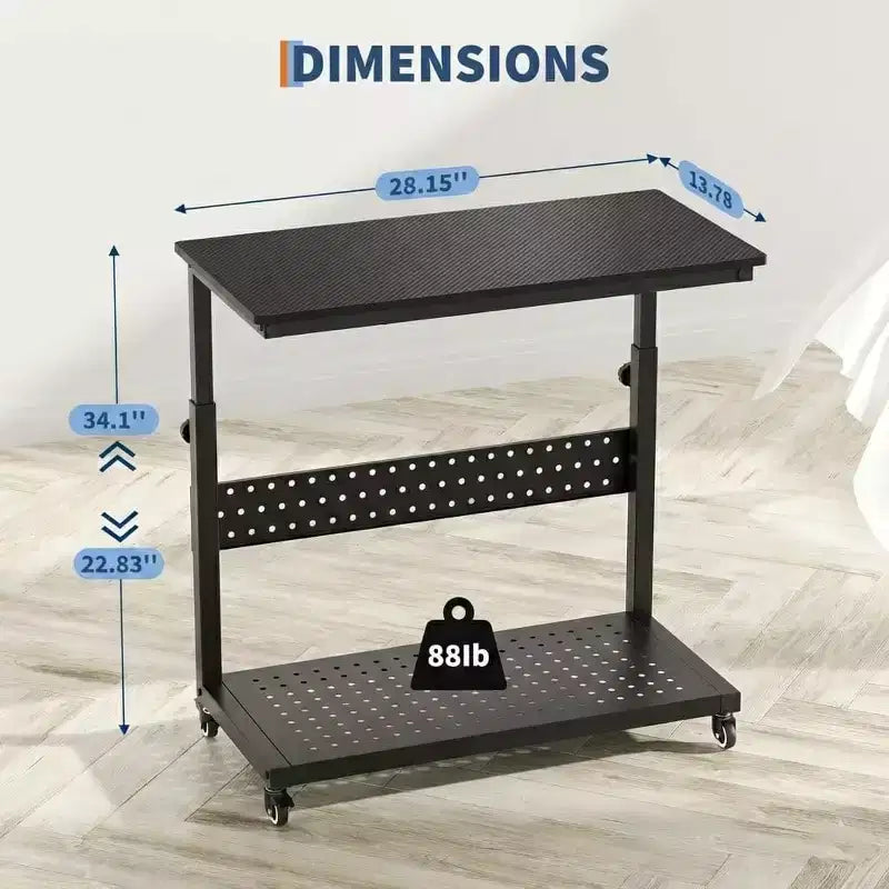 Carrello per PC con Supporto Regolabile a 2 Livelli – Supporto CPU con Gestione Cavi