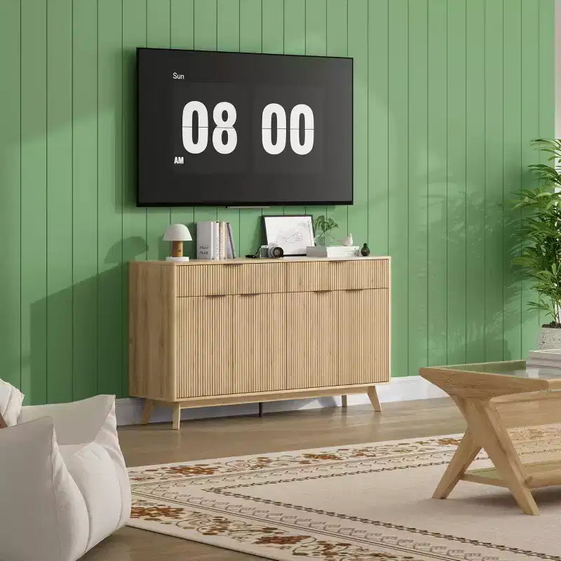Credenza scanalata da 60" con 2 cassetti e 4 ante – Madia moderna