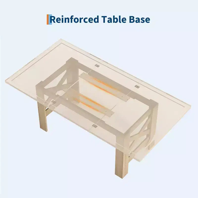 Tavolo da pranzo rustico da 180 cm per 6-8 persone – Grande tavolo da cucina rettangolare in legno
